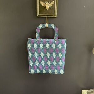 Paisley Patterned Blue and Purple Tote Bag